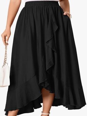NEW (NWT) Black Ruffle Hi-Low Skirt - Women 1XL